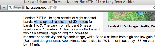 Uydu fotoğrafının çözünürlük bilgisi